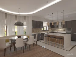 Rayonlaşdırma mətbəx qonaq otağı 30 kv m dizayn şəkil
