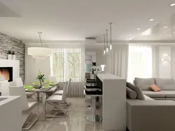 Rayonlaşdırma mətbəx qonaq otağı 30 kv m dizayn şəkil