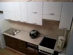 Bir qatorda 5 metr uzunlikdagi oshxona dizayni fotosurati