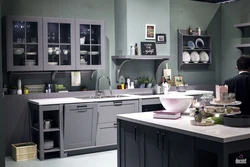 Gray wallpaper in the kitchen photo combination