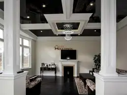 Black ceiling living room photo