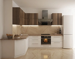 Photo of a kitchen with a ventilation duct in the corner photo