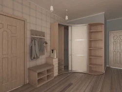 Дызайн інтэр'еру пярэдняга пакоя з кутняй шафай