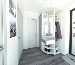 Hallway interior design with corner wardrobe