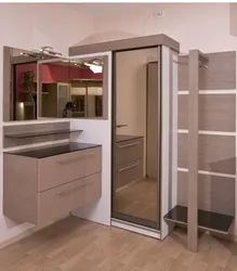 Hallway interior design with corner wardrobe