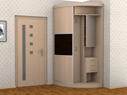 Hallway interior design with corner wardrobe