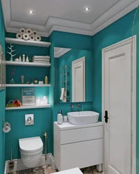 Bathroom design in turquoise tone