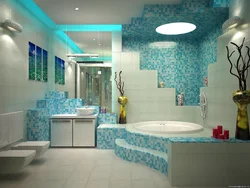 Bathroom design in turquoise tone