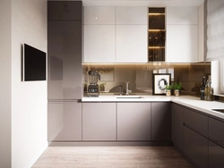 Kitchen interior cabinets to the ceiling