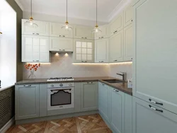 Kitchen interior cabinets to the ceiling