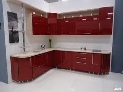 Kitchens with burgundy furniture photo
