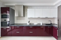 Kitchens with burgundy furniture photo