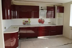 Kitchens with burgundy furniture photo