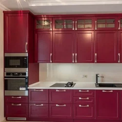 Kitchens with burgundy furniture photo