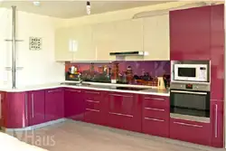 Kitchens with burgundy furniture photo