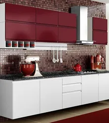 Kitchens with burgundy furniture photo