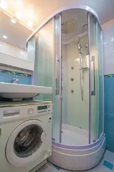 Bathroom Design With Shower And Washing Machine Photo