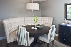 Kitchen interior with sofa and table photo