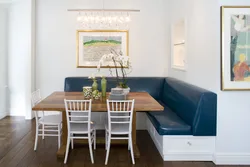 Kitchen interior with sofa and table photo