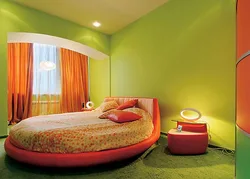 Orange color in the bedroom photo