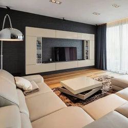 Living Room Interior With TV On The Wall In A Modern Interior Photo