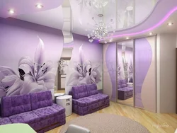 Living Room Design In Purple Tones Photo Design