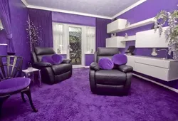 Bənövşəyi tonlarda qonaq otağı dizaynı foto dizayn