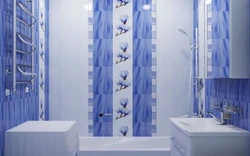 Bath with blue furniture photo