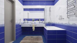 Bath with blue furniture photo