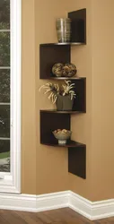 Wall shelves in the hallway in the interior