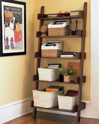 Wall shelves in the hallway in the interior