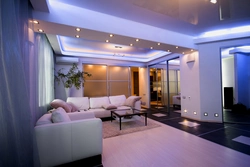 Lighting for suspended ceilings in the living room photo in the interior