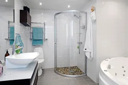 Bathroom interior with bath and shower