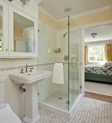 Bathroom interior with bath and shower