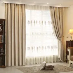 Interior design curtains for the living room in a modern style