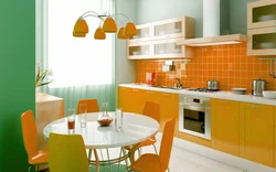 What colors goes with orange in the kitchen interior