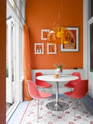 What colors goes with orange in the kitchen interior