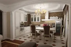 Классикалық стильдегі қонақ бөлмедегі асүй дизайны