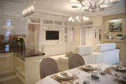 Дызайн у класічным стылі гасцінай кухні