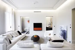 Modern living room design in white colors