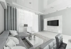 Modern living room design in white colors