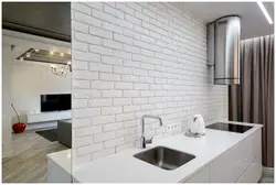 Kitchen interior with bricks on the wall