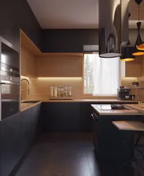 Современный дизайн кухни черного цвета