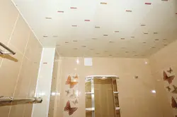 What kind of ceilings are made in the bathroom photo