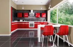 Color combination in the kitchen interior red color