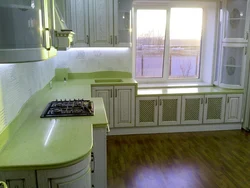 Countertop instead of a window sill in the kitchen photo