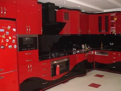 Kitchen black and red photo walls