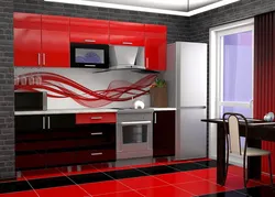 Kitchen black and red photo walls