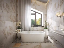 Bathroom design in marble tones