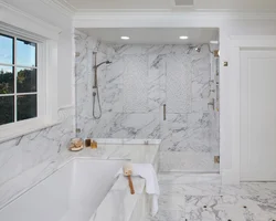Bathroom design in marble tones